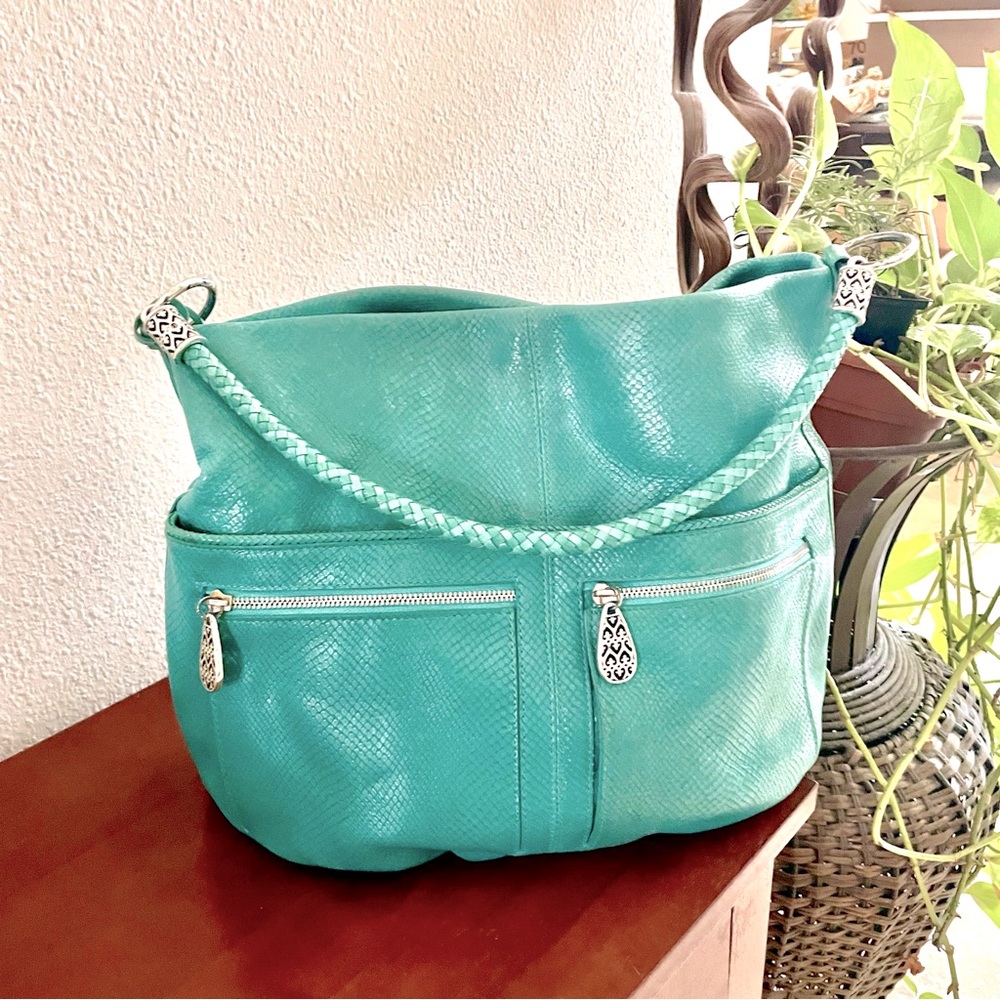 *Brighten* Tiffany blue snakeskin  large bucket hobo